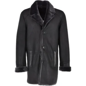 Mens-Charcoal-Black-Fur-Lined-Leather-Coat