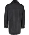 Mens Charcoal Black Fur Lined Leather Coat Back