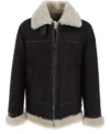 Mens Charcoal Shearling Leather B3 Bomber Jacket