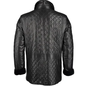Mens-Diamond-Quilted-Black-Fur-Lined-Leather-Coat-Back