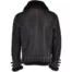 Mens Double Belted Collar Shearling All Black Jacket Back