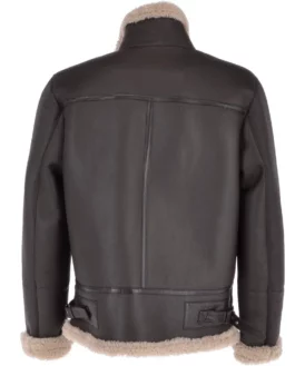 Mens Emperor Erect Collar Shearling Leather Jacket Back