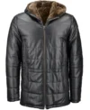 Mens-Faux-Fur-Lined-Leather-Hooded-Coat
