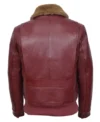 Mens Fur Collar Maroon G 1 Bomber Leather Jacket Back