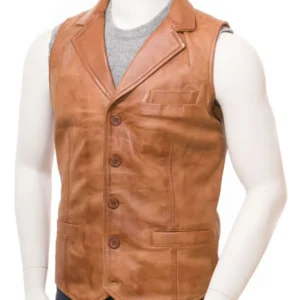 Mens-Lapel-Style-Collar-Tan-Brown-Leather-Vest