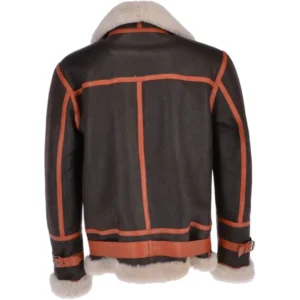 Mens Medium Carmine Two Toned Shearling Jacket Back