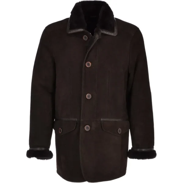 Mens-Mid-Length-Brown-Suede-Leather-Coat