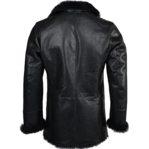 Mens Real Leather All Jet Black Fur Jacket Back