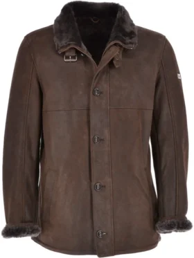 Mens Rock Brown Faux Fur Leather Coat