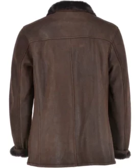 Mens Rock Brown Faux Fur Leather Coat Back
