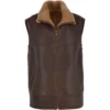 Mens Rock Brown Fur Leather Gilet Vest