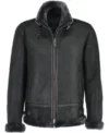 Mens Shark Black Plain Shearling B3 Bomber Jacket