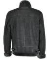Mens Shark Black Plain Shearling B3 Bomber Jacket Back