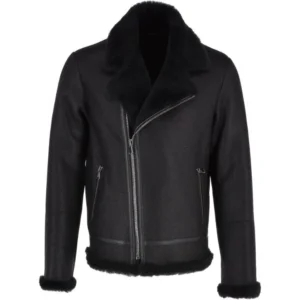 Mens-Steel-Black-Leather-Shearling-Aviator-Jacket