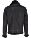 Mens Steel Black Leather Shearling Aviator Jacket Back