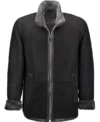 Mens Suede Leather Faux Fur Lining Plain Coat