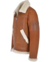 Mens Tan B3 Shearling Fur Leather Bomber Jacket Left