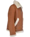 Mens Tan B3 Shearling Fur Leather Bomber Jacket Right