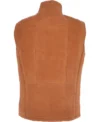 Mens Tan Brown Suede Leather Shearling Gilet Vest Back