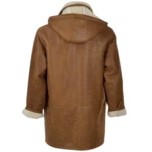 Mens-Tan-Duffle-Leather-Coat-With-Hood-Back