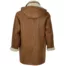 Mens Tan Duffle Leather Coat With Hood Back