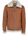 Mens Tan Shearling Pilot B3 Bomber Jacket