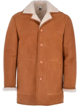 Mens Tan Suede Classic Shearling Fur Coat