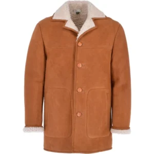Mens Tan Suede Classic Shearling Fur Coat
