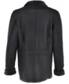 Mens Three Buttons Baltic Sea Black Leather Coat Back