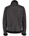 Mens Tundora Black Plain Aviator Leather Jacket Back