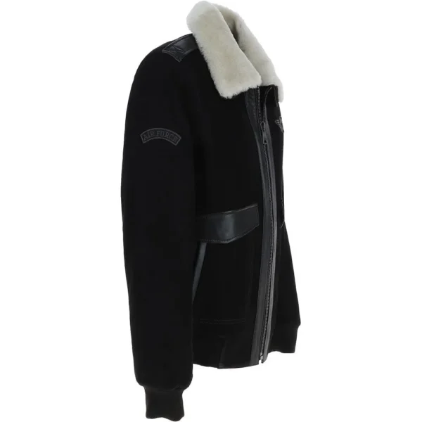 Mens-White-Detachable-Fur-Collar-G-1-Leather-Bomber-Jacket-Right