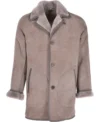 Mens Zorba Grey Fur Lined Suede Coat