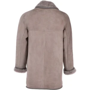 Mens Zorba Grey Fur Lined Suede Coat Back