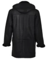 Mid-Length-Black-Leather-Hooded-Duffle-Coat-Back