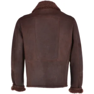 Plain Rock Chocolate Shearling Fur B3 Bomber Jacket back