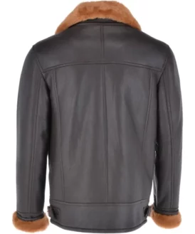 Sepia Skin Shearling Fur Asymmetrical Zipper Jacket Back
