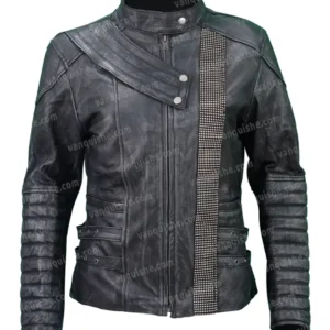 Women-Black-Zip-Up-Quilted-Leather-Jacket-front