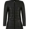 Womens 3 4 Padded Style Black Leather Jacket