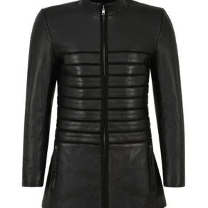 Womens-3-4-Padded-Style-Black-Leather-Jacket