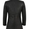 Womens 3 4 Padded Style Black Leather Jacket Back