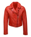 Womens Asymmetrical Zipper Leather Jacket