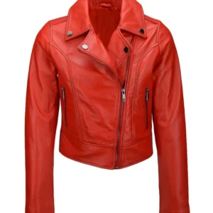 Womens Asymmetrical Zipper Leather Jacket