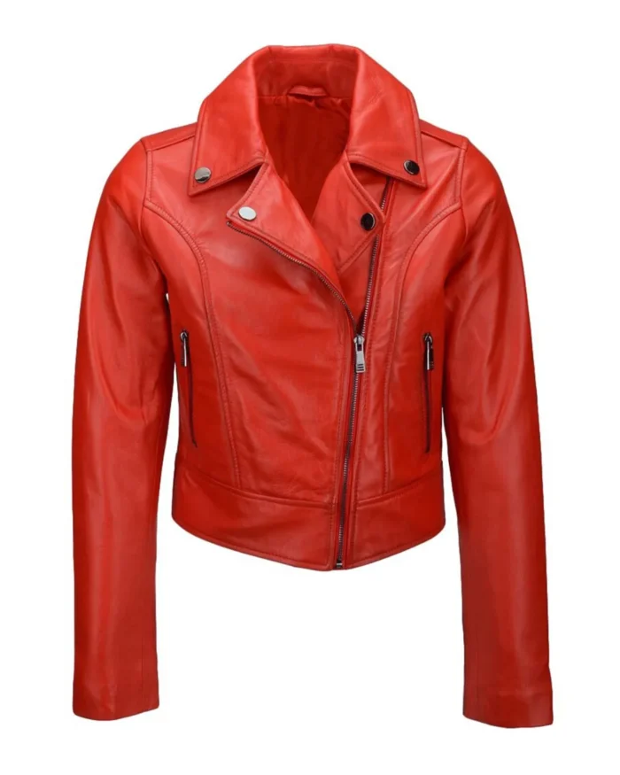 Womens Asymmetrical Zipper Leather Jacket