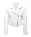 Womens Asymmetrical Zipper Leather Jacket White