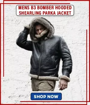 Mens B3 Bomber Hooded Shearling Black Parka Jacket