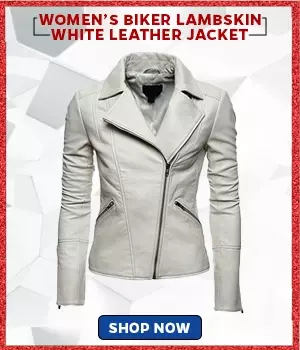 Womens Biker Soft Lambskin White Leather Jacket