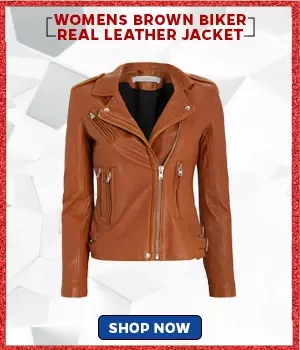 Womens Brown Biker Real Leather Jacket