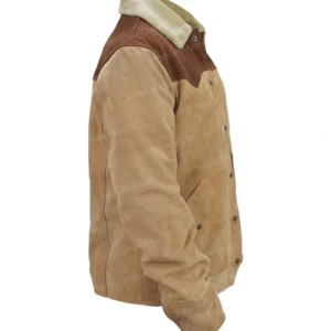 Mens Beige and Brown Suede Jacket Right