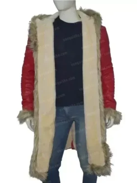 George Santa Claus Shearling Fur Long Coat Front