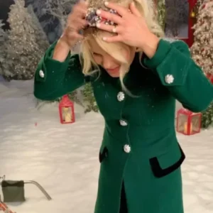 Candace Cameron Bure Christmas Green Wool Coats